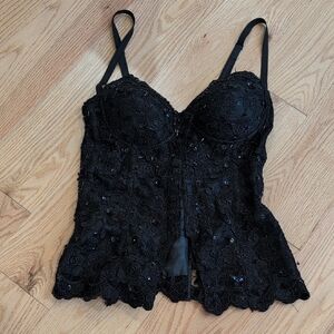 J.Elizabeth Black Lace Embellished Bustier
